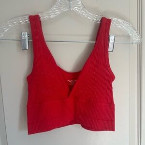 Urban Outfitters Red Ribbed Lounge Bralette Cropped Tank - Out From Under